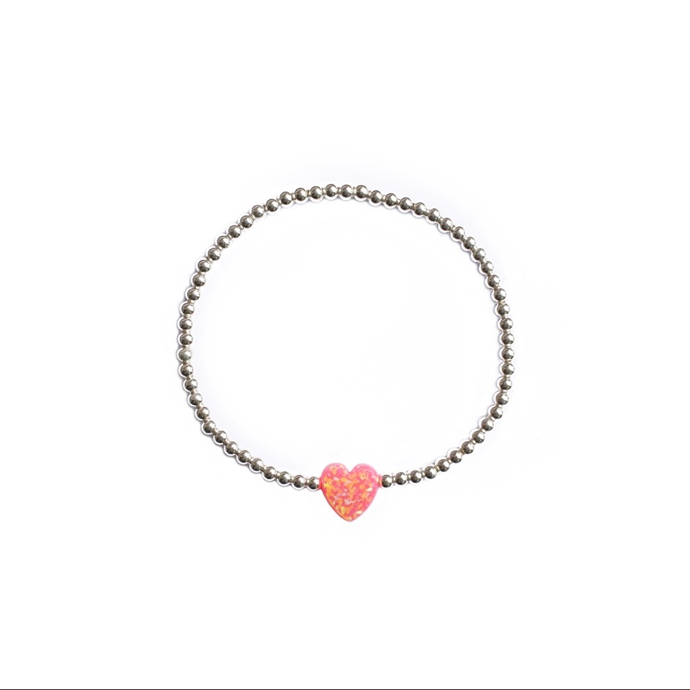 Pink Heart Silver Bracelet